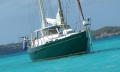 The yacht at anchorage, bow view The yacht at anchorage, bow view