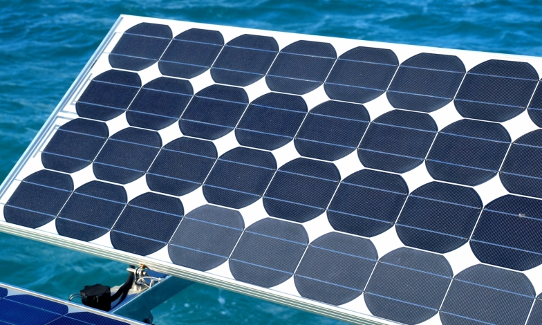 Adjustable solar panels, installed on davits Adjustable solar panels, installed on davits